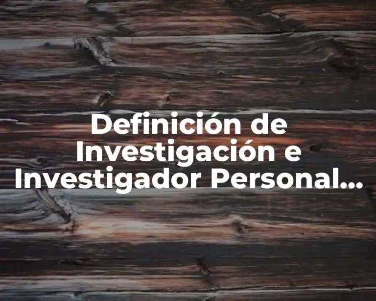 Definición de Investigación e Investigador Personal Docente