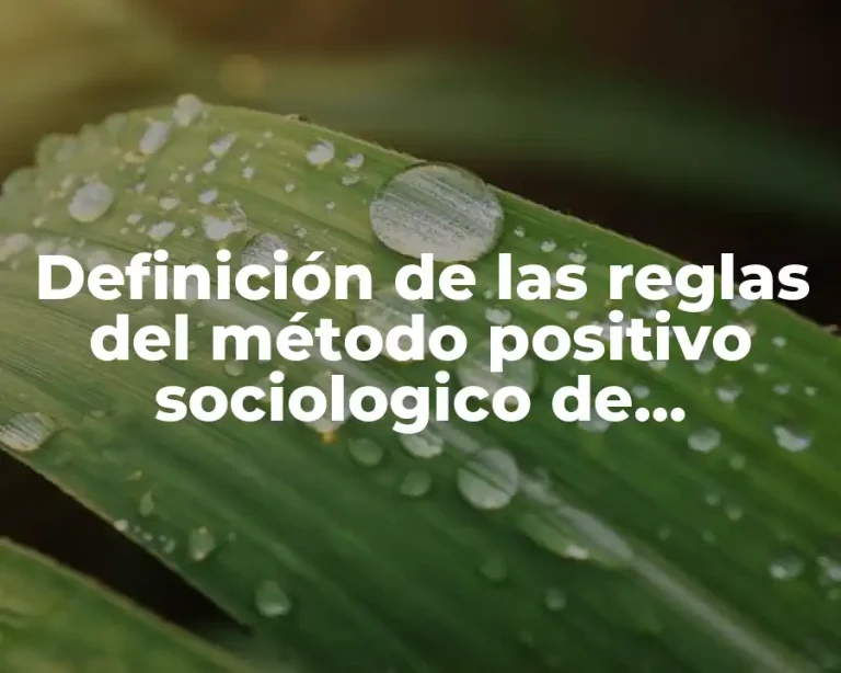 Definición de las reglas del método positivo sociologico de Durkheim