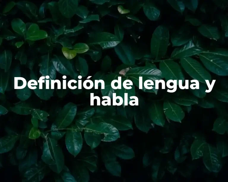 Definición de lengua y habla