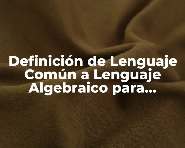 Definición de Lenguaje Común a Lenguaje Algebraico para Principiantes