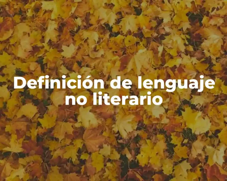 Definición de lenguaje no literario