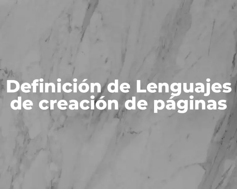 Definición de Lenguajes de creación de páginas