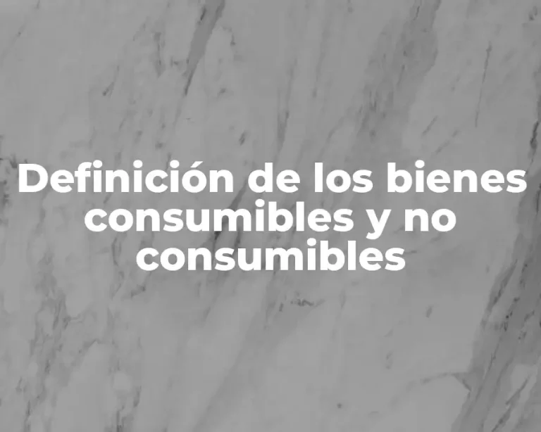 Definición de los bienes consumibles y no consumibles