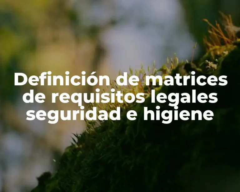 Definición de matrices de requisitos legales seguridad e higiene