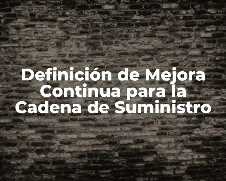 Definición de Mejora Continua para la Cadena de Suministro