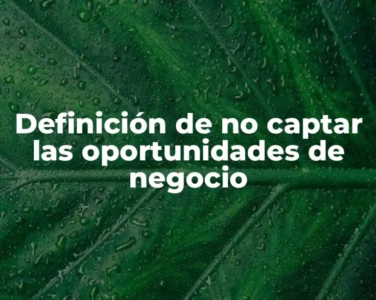 Definición de no captar las oportunidades de negocio