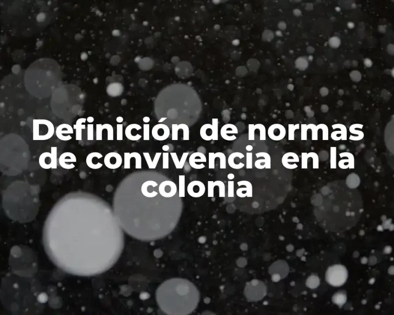 Definición de normas de convivencia en la colonia