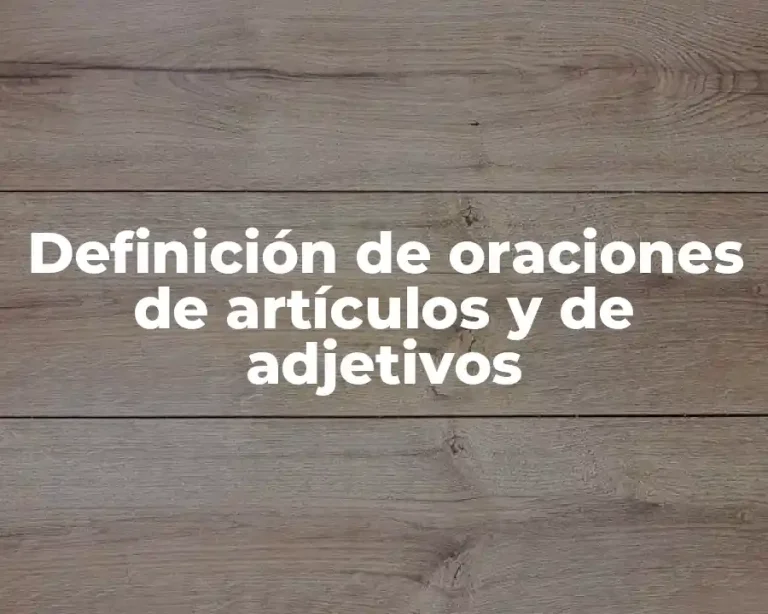 Definición de oraciones de artículos y de adjetivos