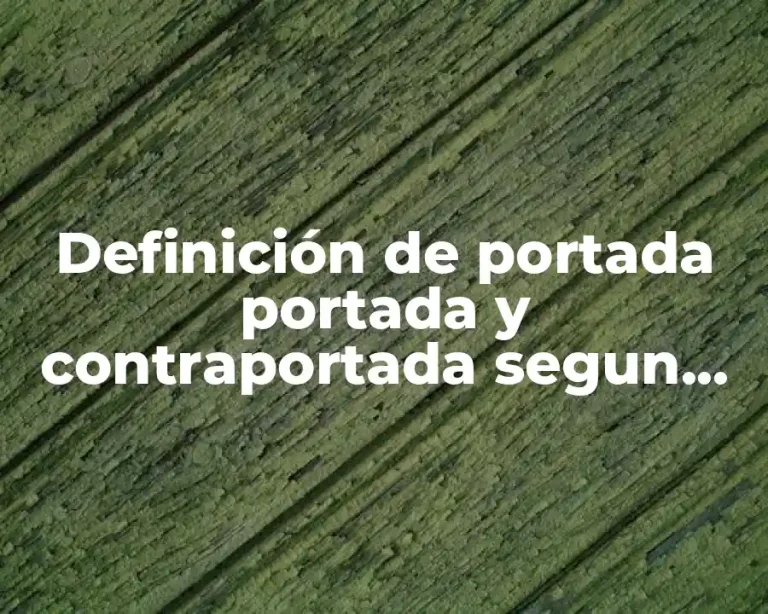 Definición de portada portada y contraportada segun normas APA