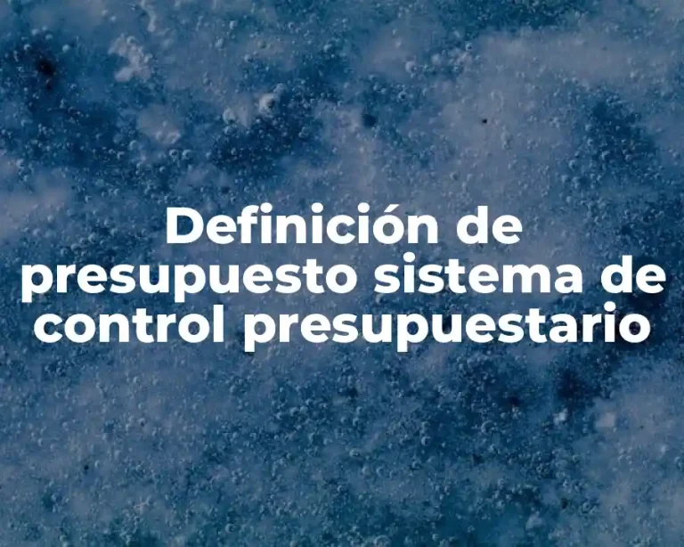 Definición de presupuesto sistema de control presupuestario
