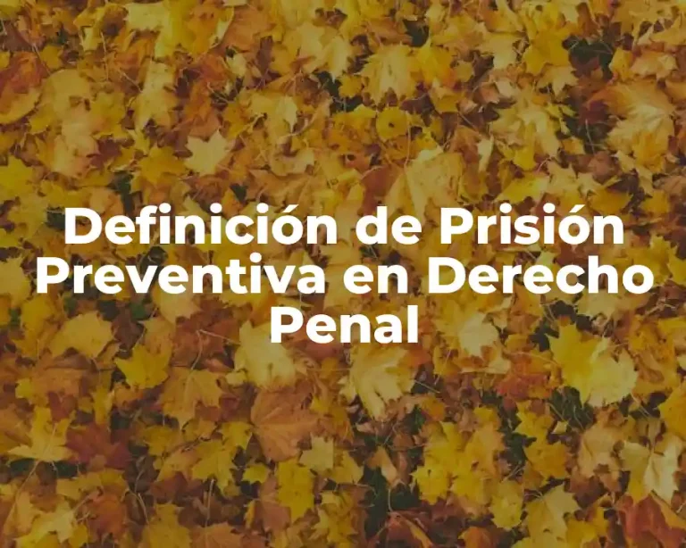 Definición de Prisión Preventiva en Derecho Penal