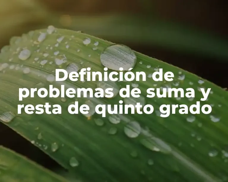 Definición de problemas de suma y resta de quinto grado