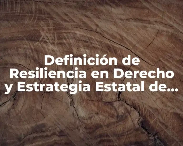 Definición de Resiliencia en Derecho y Estrategia Estatal de Cambio Climático