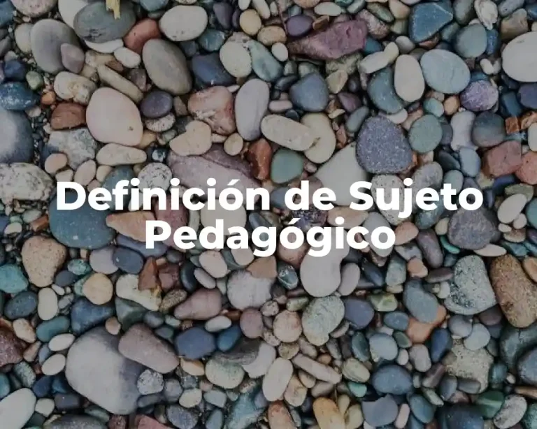 Definición de Sujeto Pedagógico