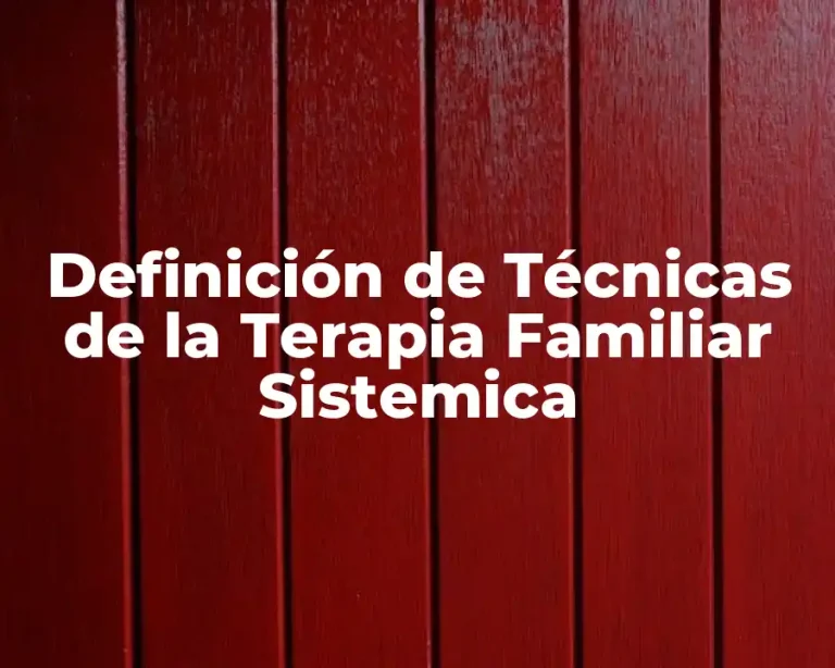 Definición de Técnicas de la Terapia Familiar Sistemica