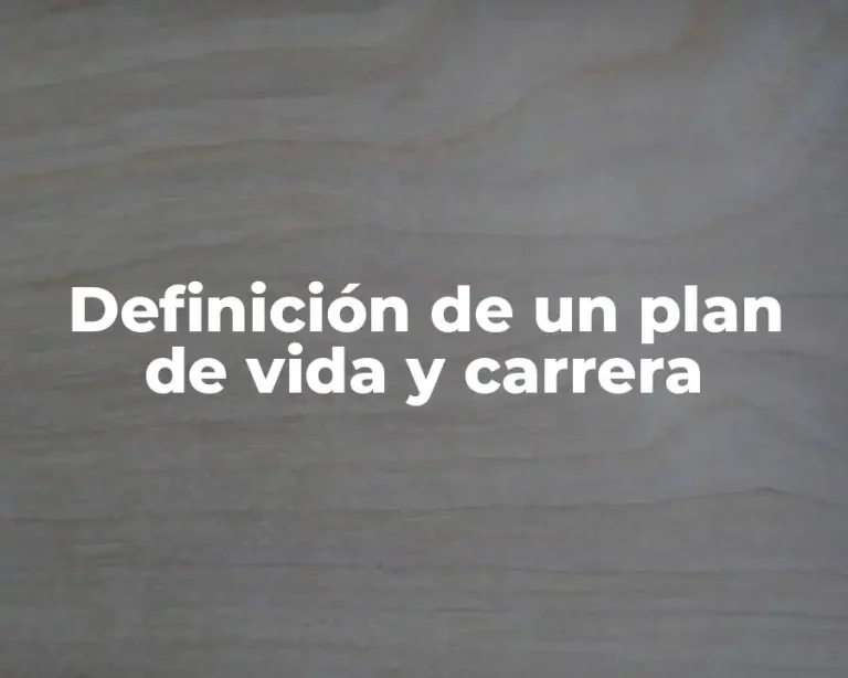 Definición de un plan de vida y carrera