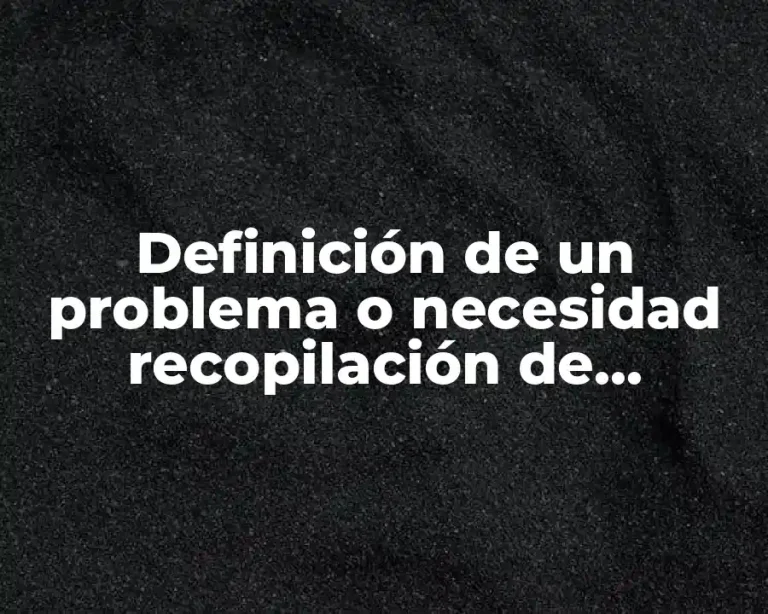 Definición de un problema o necesidad recopilación de información