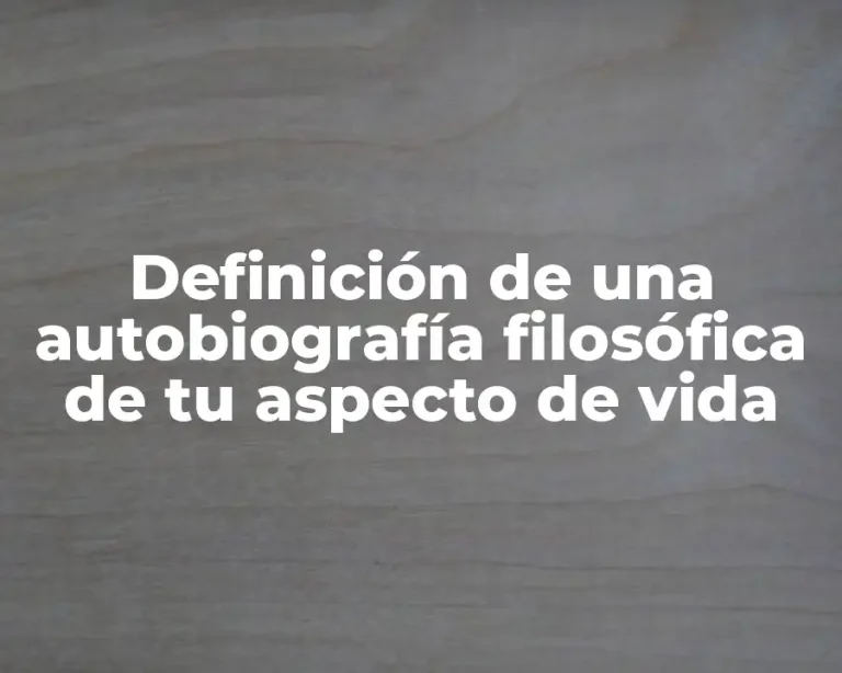 Definición de una autobiografía filosófica de tu aspecto de vida
