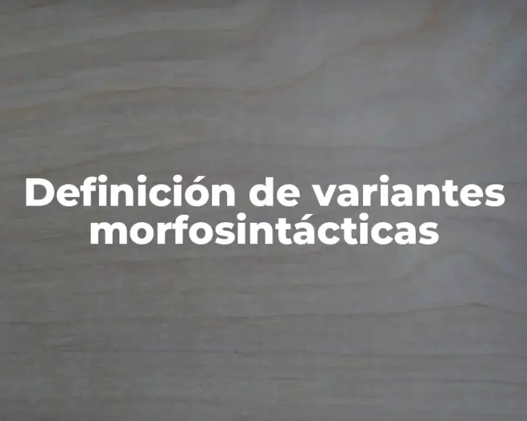Definición de variantes morfosintácticas