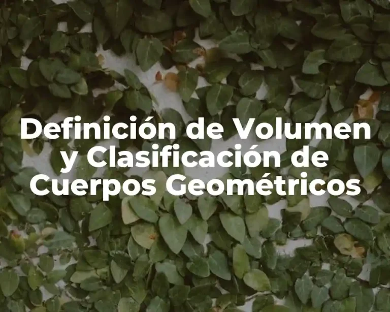 Definición de Volumen y Clasificación de Cuerpos Geométricos
