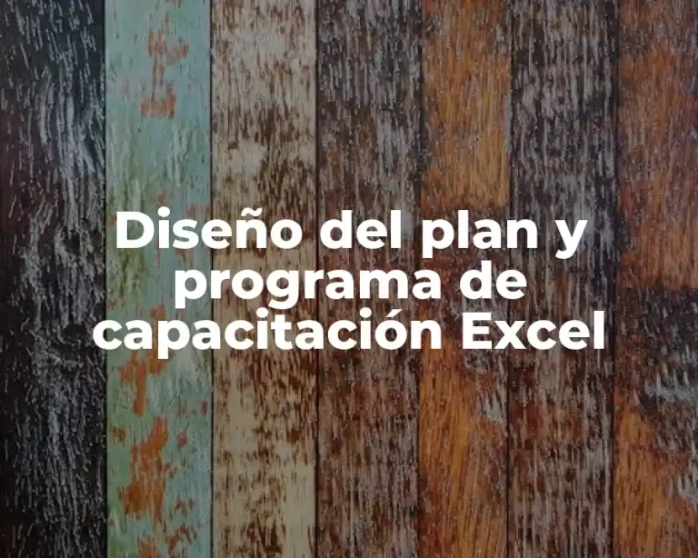 Diseño del plan y programa de capacitación Excel