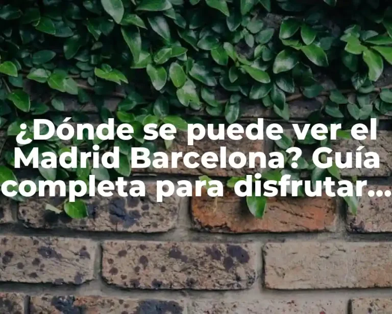 ¿Dónde se puede ver el Madrid Barcelona? Guía completa para disfrutar del partido en vivo