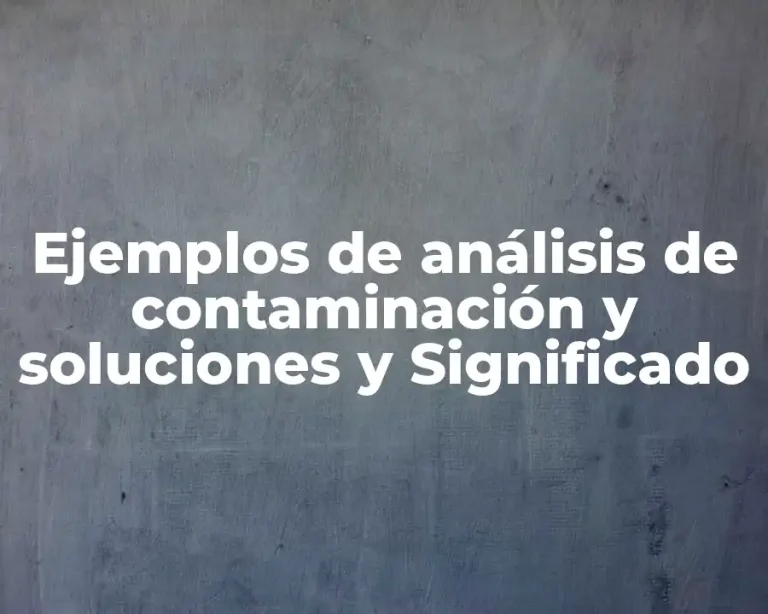 Ejemplos de análisis de contaminación y soluciones y Significado