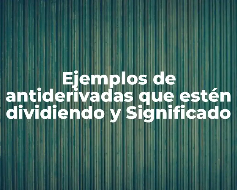 Ejemplos de antiderivadas que estén dividiendo y Significado