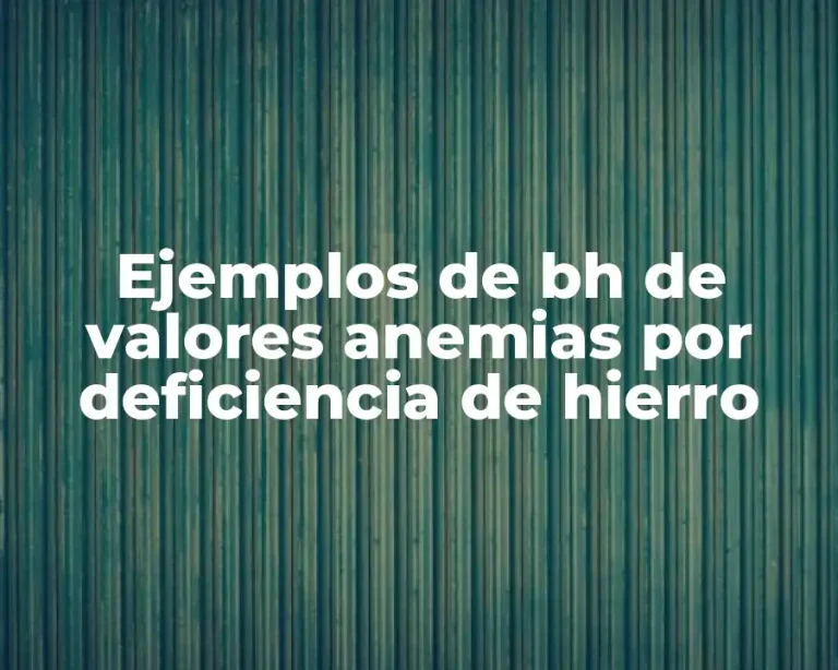 Ejemplos de bh de valores anemias por deficiencia de hierro