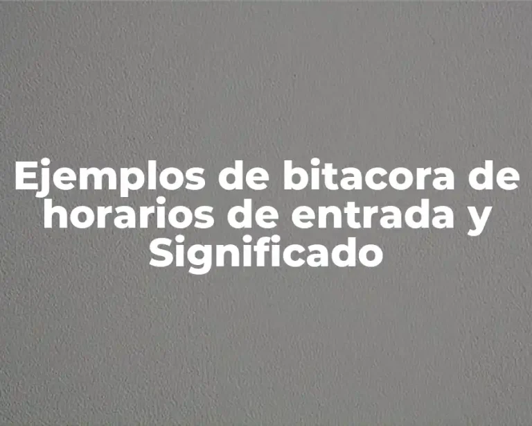 Ejemplos de bitacora de horarios de entrada y Significado