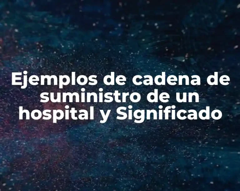 Ejemplos de cadena de suministro de un hospital y Significado
