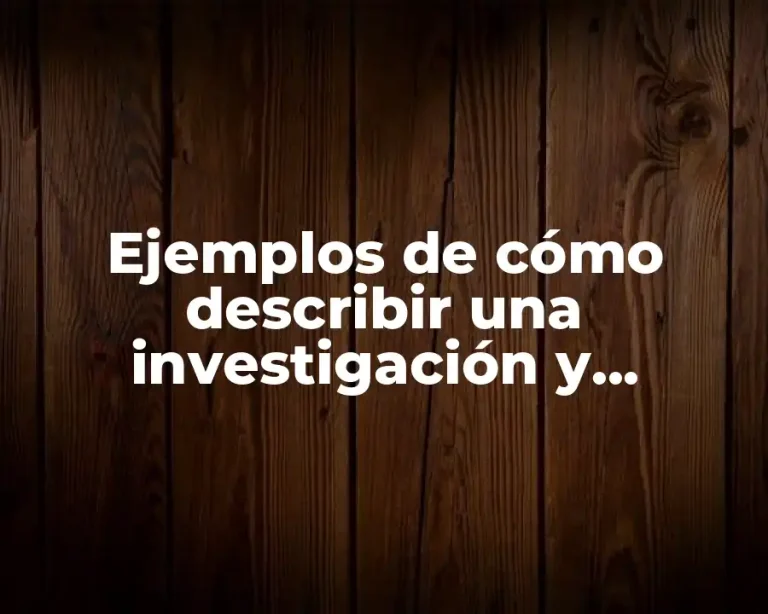Ejemplos de cómo describir una investigación y Significado