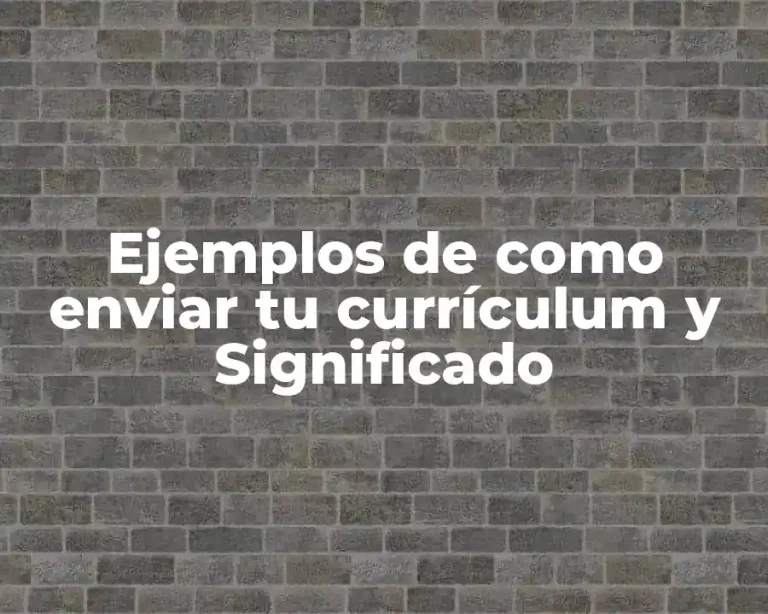 Ejemplos de como enviar tu currículum y Significado