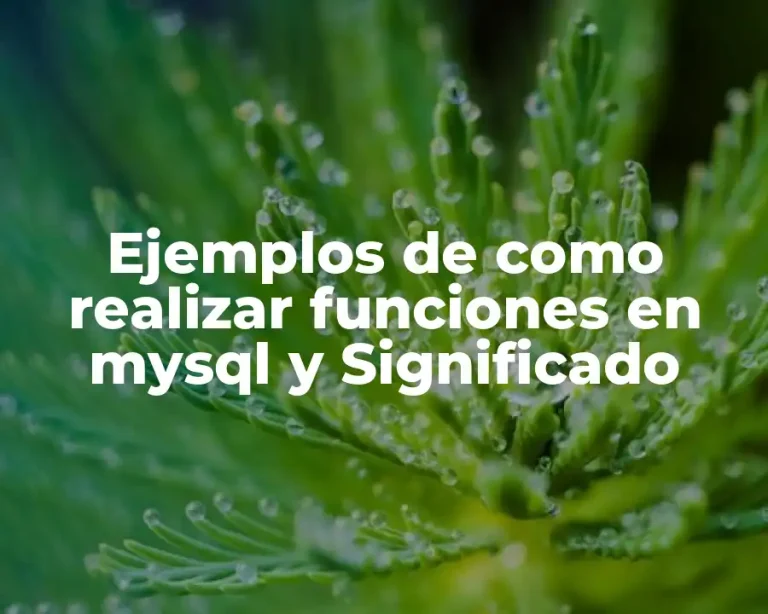 Ejemplos de como realizar funciones en mysql y Significado