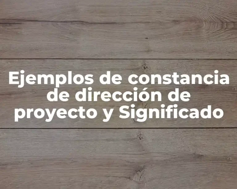 Ejemplos de constancia de dirección de proyecto y Significado