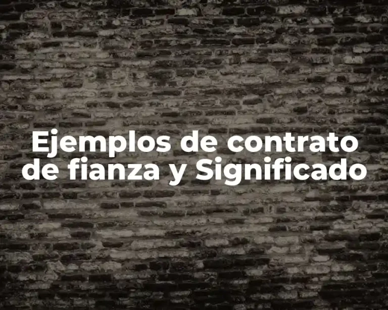 Ejemplos de contrato de fianza y Significado