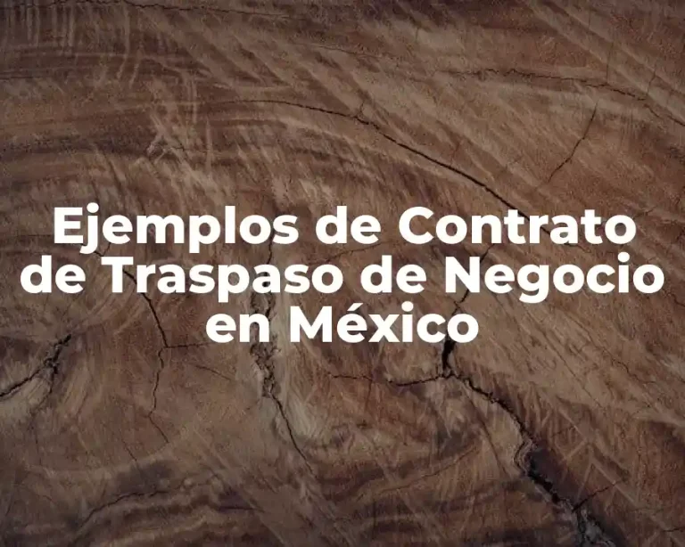 Ejemplos de Contrato de Traspaso de Negocio en México