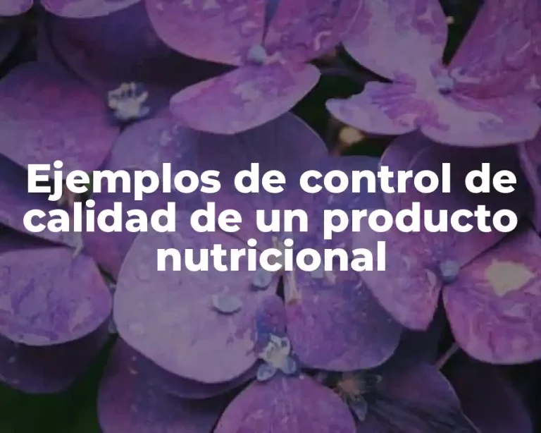 Ejemplos de control de calidad de un producto nutricional