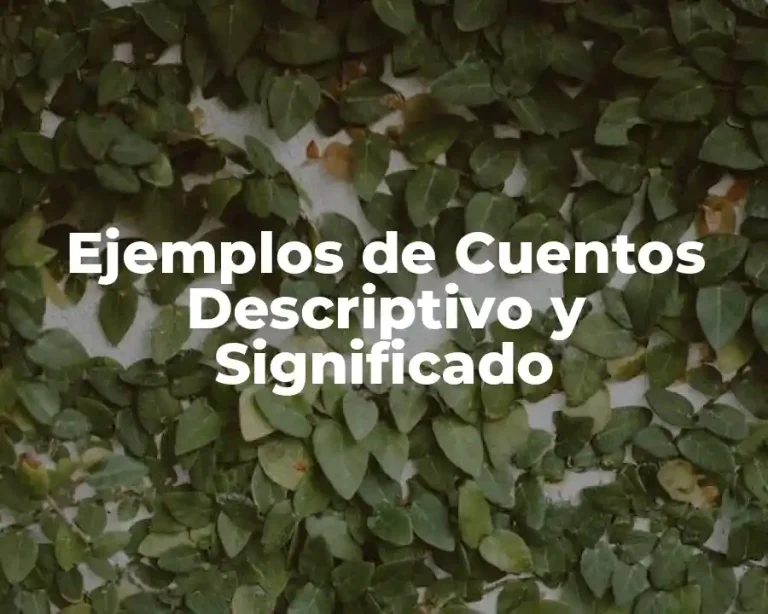 Ejemplos de Cuentos Descriptivo y Significado