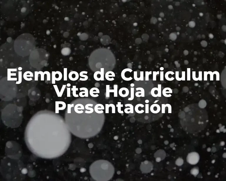 Ejemplos de Curriculum Vitae Hoja de Presentación