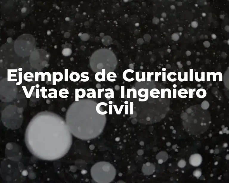 Ejemplos de Curriculum Vitae para Ingeniero Civil