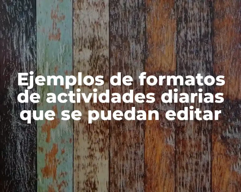 Ejemplos de formatos de actividades diarias que se puedan editar