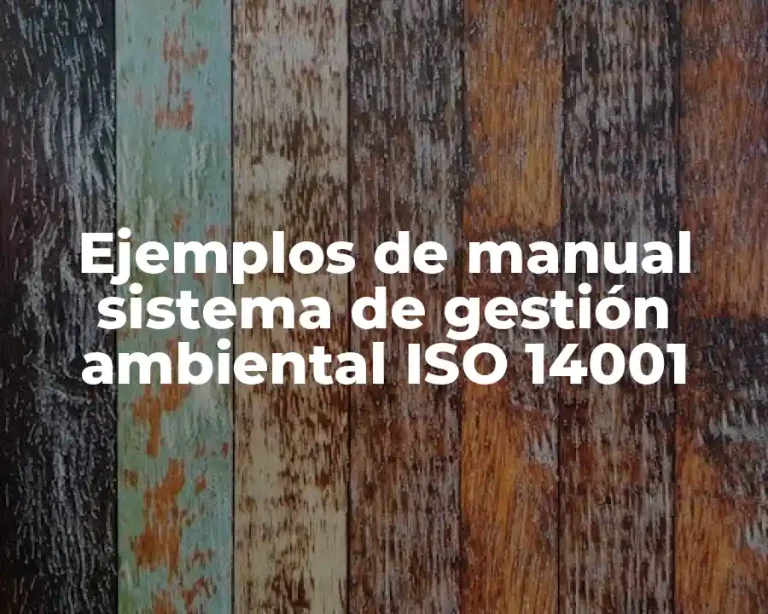 Ejemplos de manual sistema de gestión ambiental ISO 14001