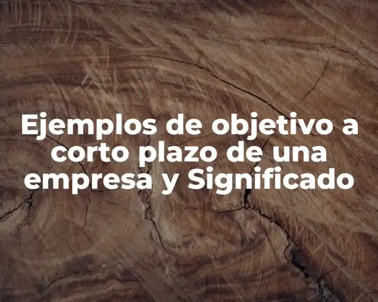 Ejemplos de objetivo a corto plazo de una empresa y Significado