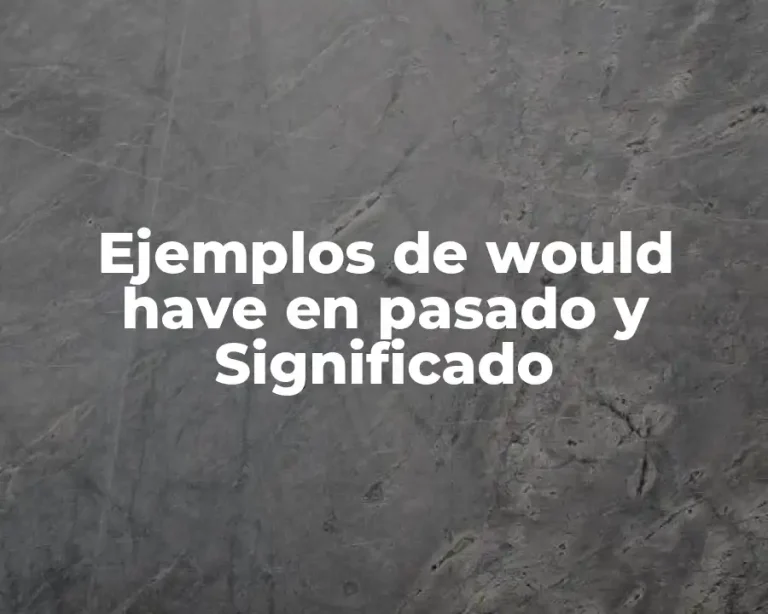 Ejemplos de would have en pasado y Significado