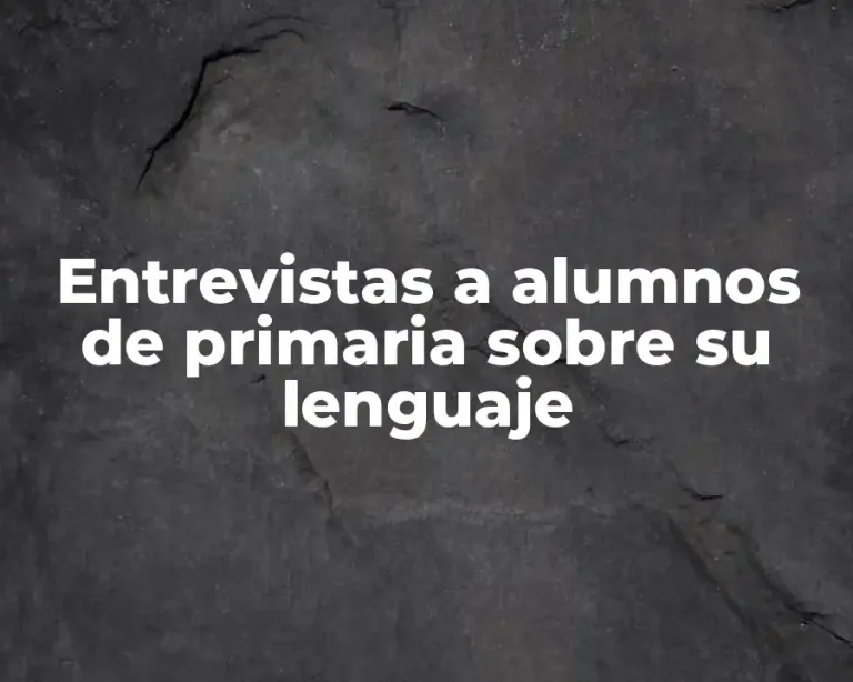 Entrevistas a alumnos de primaria sobre su lenguaje
