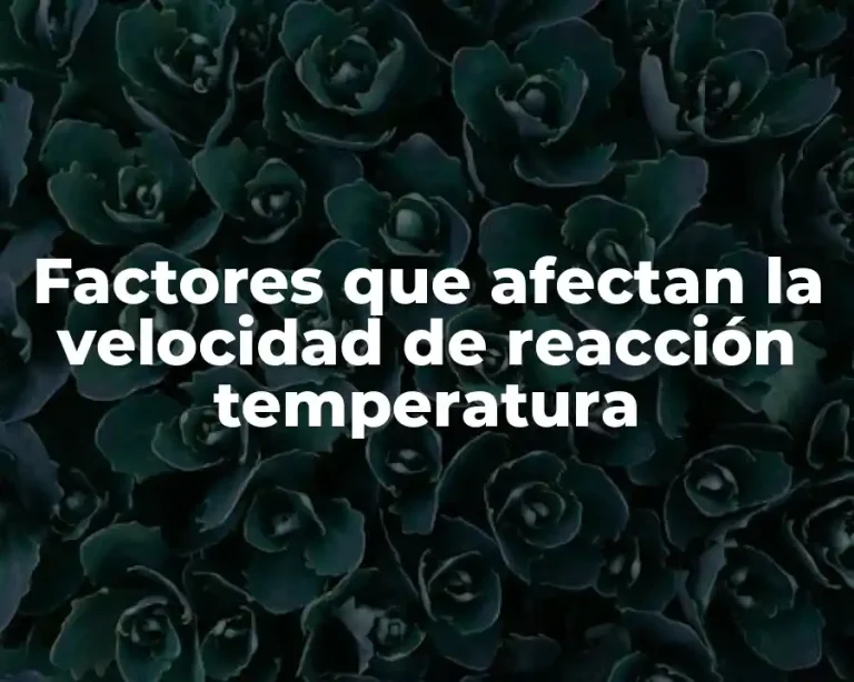Factores que afectan la velocidad de reacción temperatura