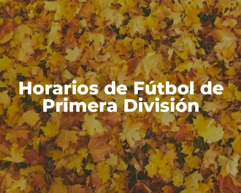 Horarios de Fútbol de Primera División