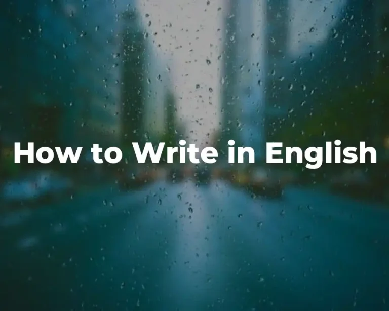 How to Write in English
