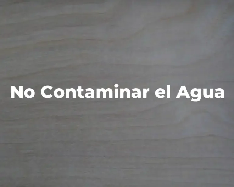 No Contaminar el Agua